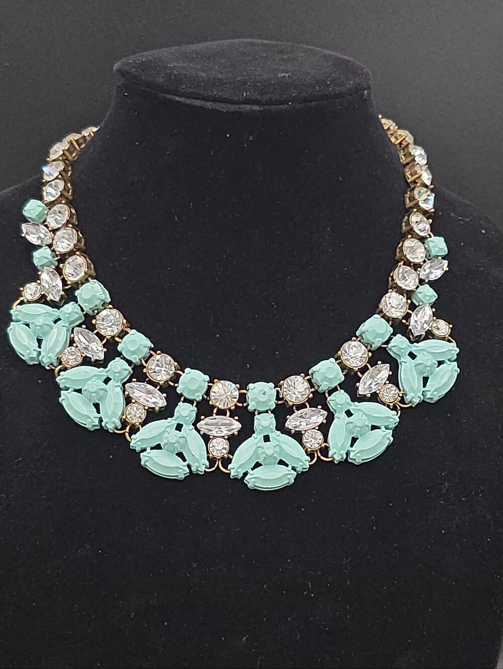 Sarah Templeman Camille Rhinestone Turquoise Enamel Bumblebee Statement Necklace
